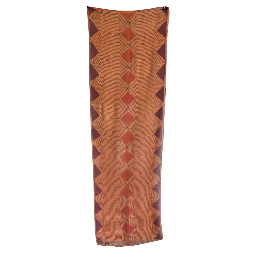 Vintage Vera Neumann Scarf  Silk Geometric Orange Maroon Black Sheer MCM Japan - Picture 2 of 4